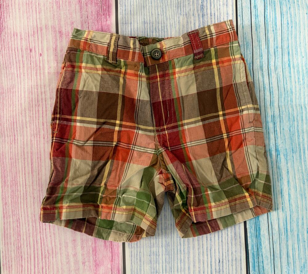 Janie and Jack Tropical Traveler Plaid Chino Shorts Boys 12–18 Months EUC